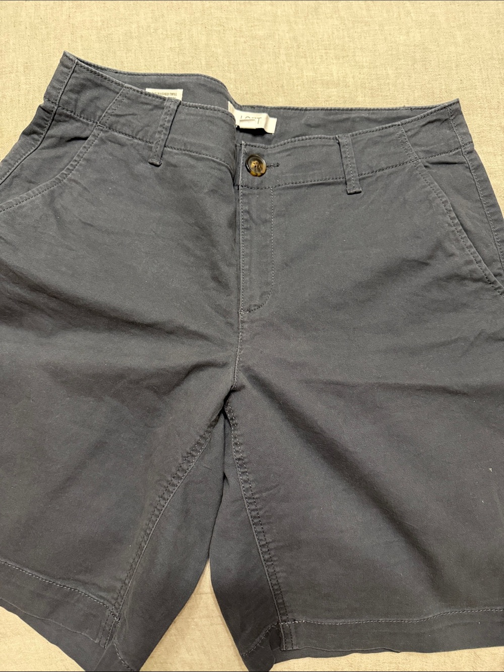 LOFT Dark Navy Cotton Bermuda Shorts